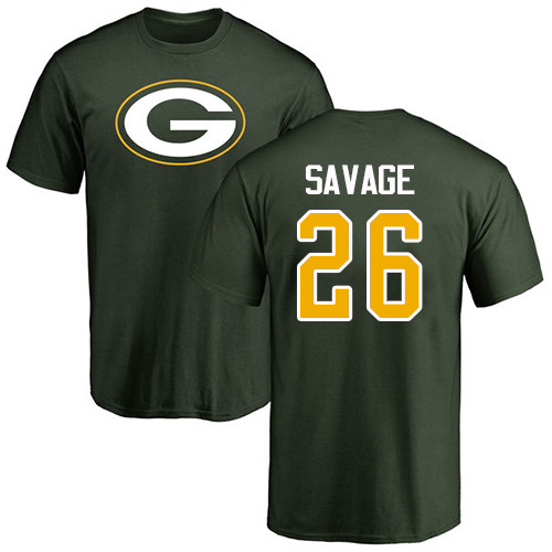 Men Green Bay Packers Green 26 Savage Darnell Name And Number Logo Nike NFL T-Shir
